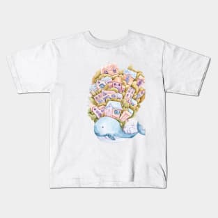 Watercolor cartoon cute whale illustration Kids T-Shirt